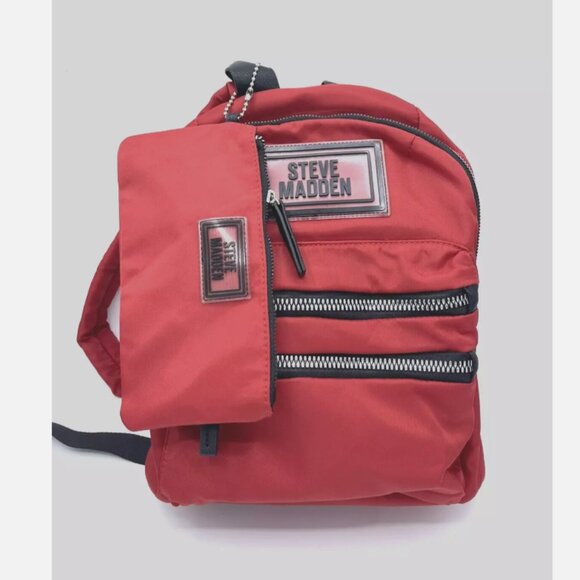 Steve Madden Women's Backpack Bag Red Zip Top Closure - Picture 2 of 3